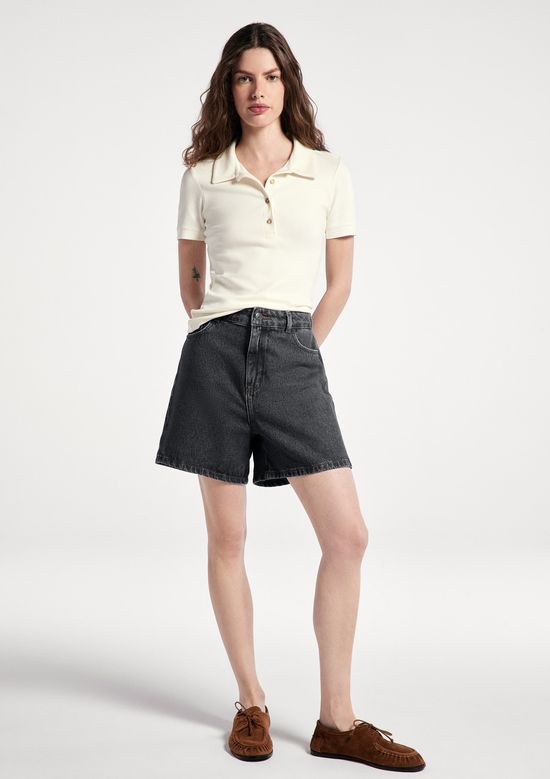 Foto do produto: Shorts Jeans Feminino Cintura Alta - Preto