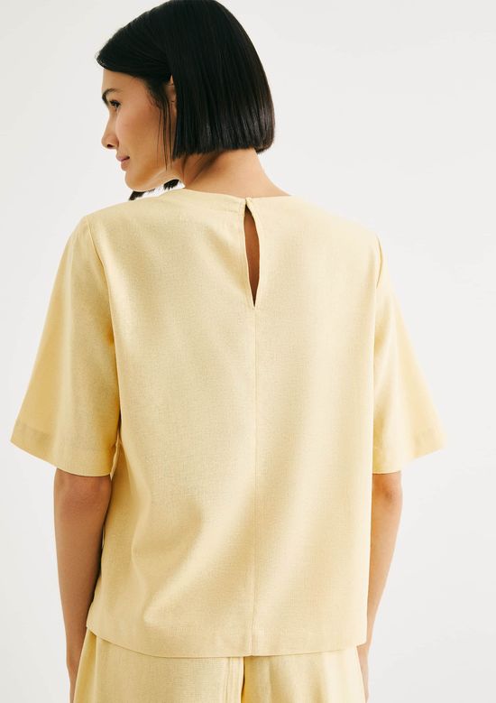 Foto do produto: Blusa Feminina Manga Média Com Linho - Amarelo