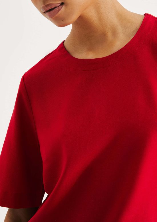 Foto do produto: Blusa Feminina Manga Média Com Linho - Vermelho