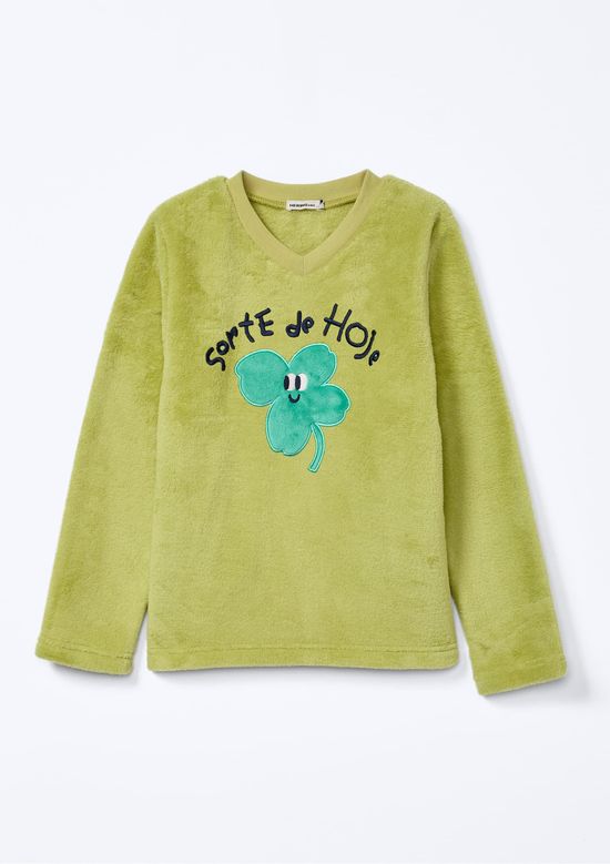 Foto do produto: Pijama Infantil Menina Longo Estampado Em Fleece - Verde