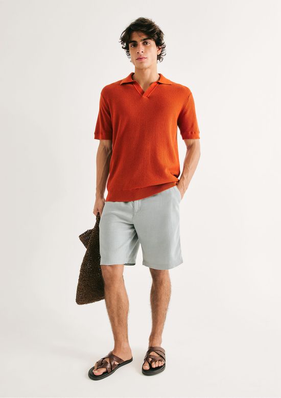 Foto do produto: Bermuda Básica Masculina Chino Em Linho - Azul