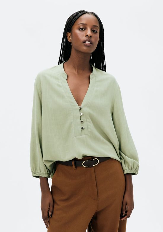 Foto do produto: Blusa Básica Feminina Manga 7/8 Bufante - Verde