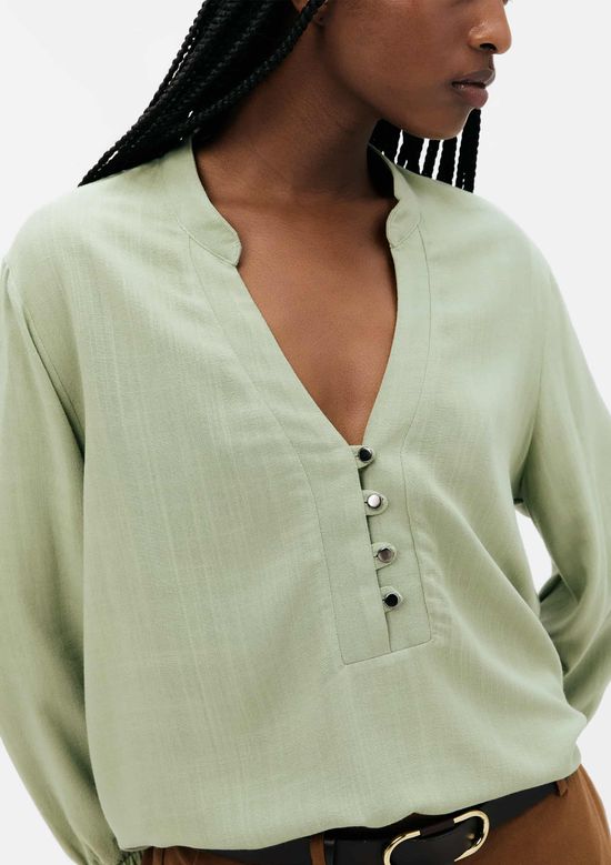 Foto do produto: Blusa Básica Feminina Manga 7/8 Bufante - Verde