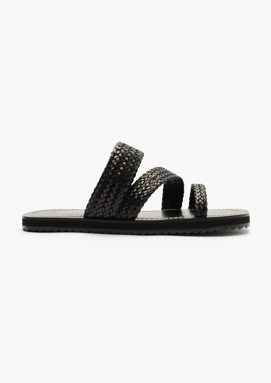 Foto do produto: Sandália Rasteira Feminina Tiras Artesanais - Preto