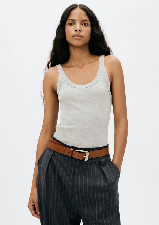 Foto do produto: Regata Básica Feminina Slim Rib - Cinza