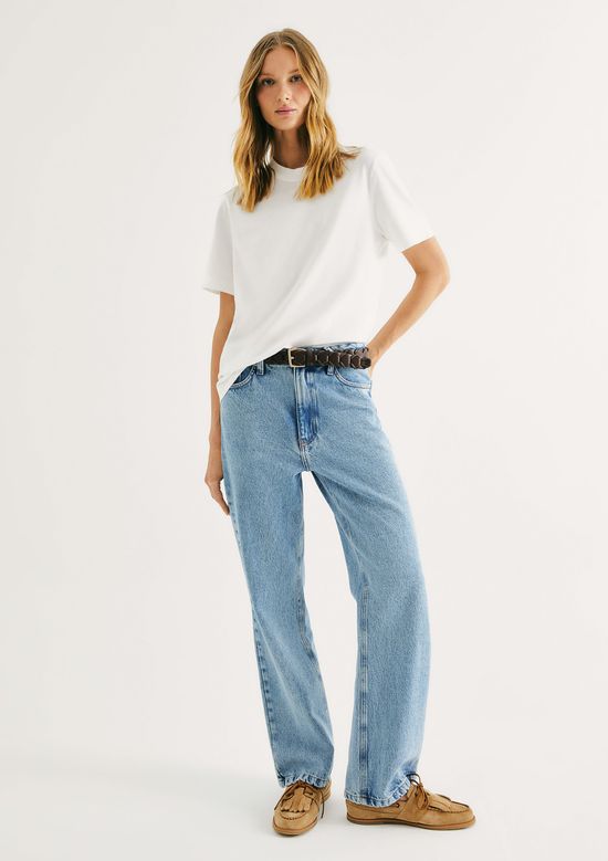 Foto do produto: Calça Jeans Feminina Wide Leg Cintura Média - Azul