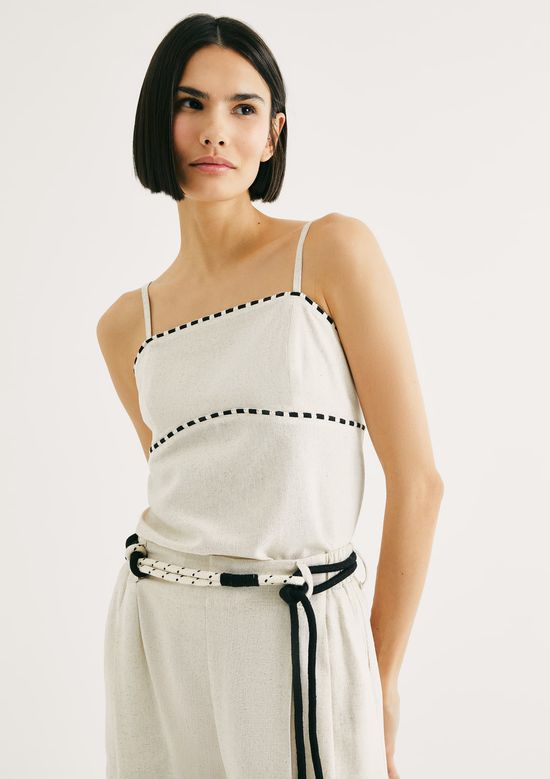 Foto do produto: Regata Feminina Evasê Em Viscolinho - Off white