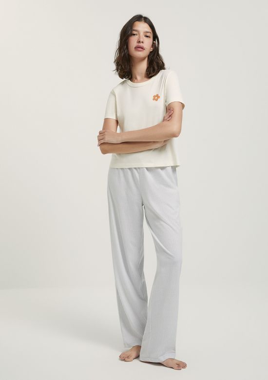 Foto do produto: Pijama Longo Feminino Estampado - Creme