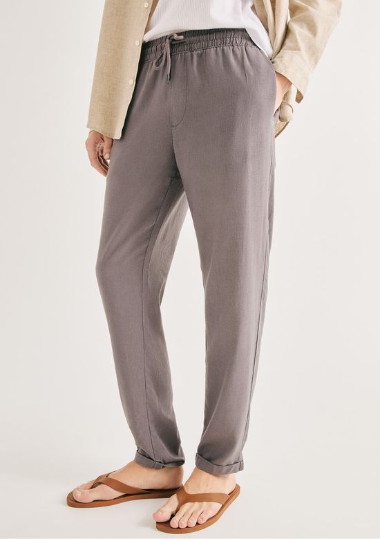 Foto do produto: Calça Básica Masculina Taper Em Linho - Cinza