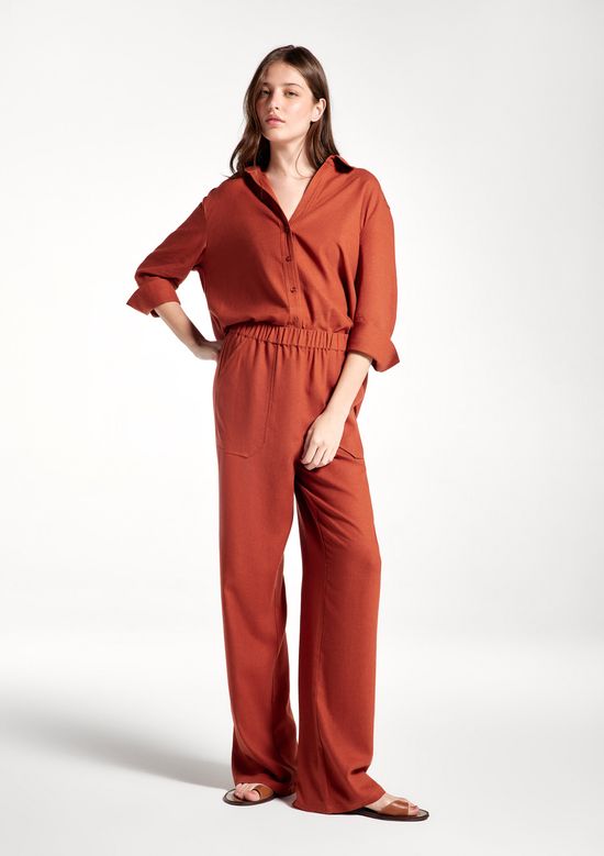 Foto do produto: Camisa Feminina Manga 7/8 Com Linho - Terracota