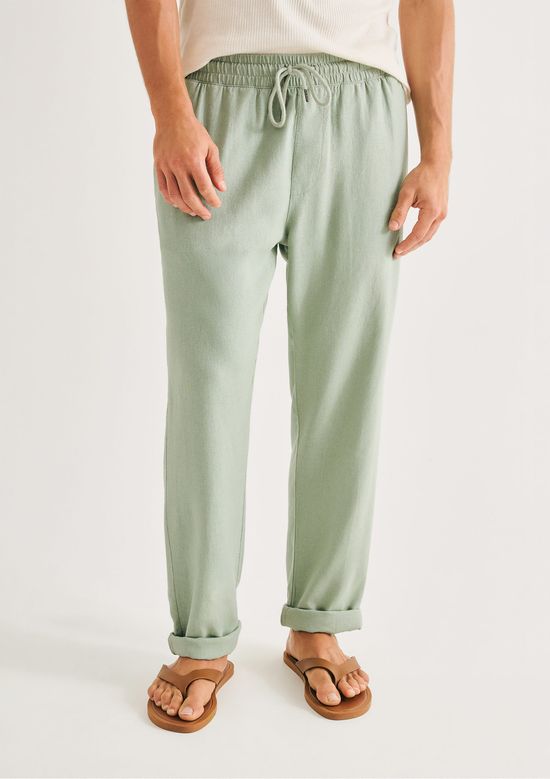 Foto do produto: Calça Básica Masculina Taper Em Linho - Verde