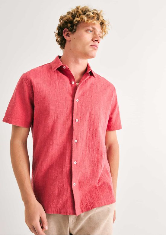 Foto do produto: Camisa Masculina Manga Curta Em Algodão - Vermelho