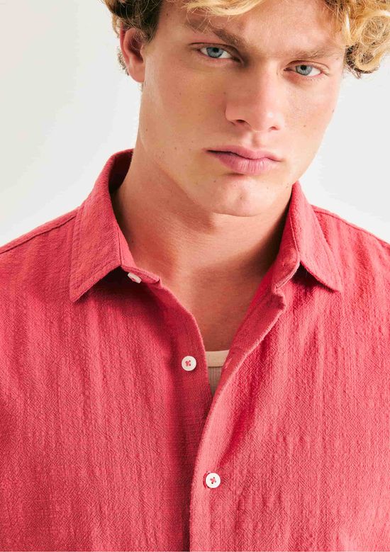 Foto do produto: Camisa Masculina Manga Curta Em Algodão - Vermelho