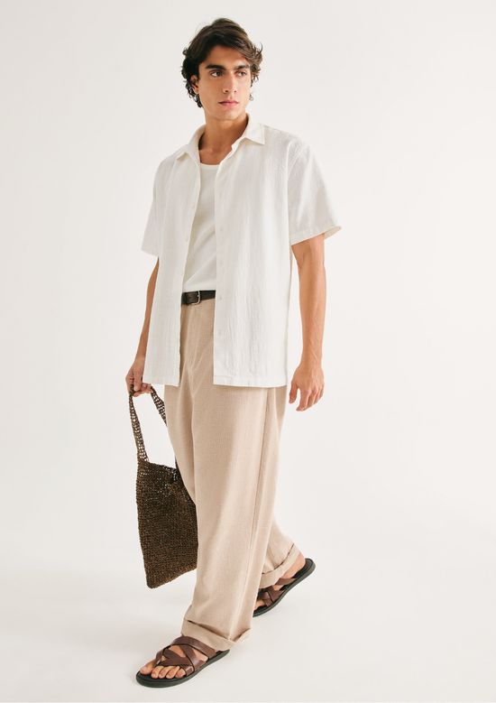 Foto do produto: Camisa Masculina Manga Curta Em Algodão - Off white