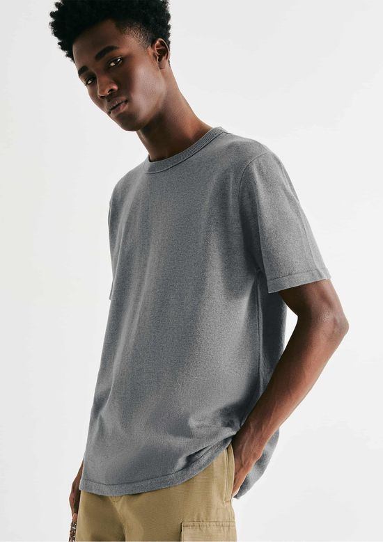 Foto do produto: Camiseta Masculina Tricô Manga Curta - Cinza