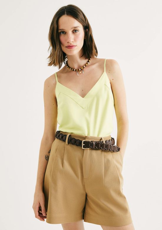 Foto do produto: Regata Feminina Decote V Em Linho - Verde