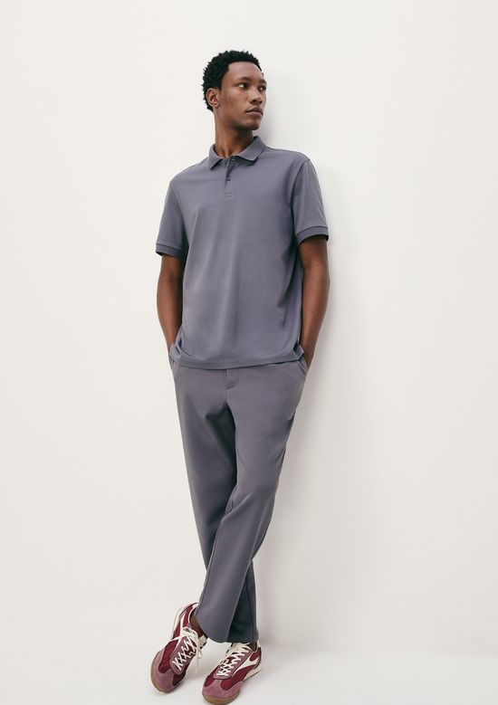 Foto do produto: Camisa Polo Básica Masculina Em Algodão Pima - Azul