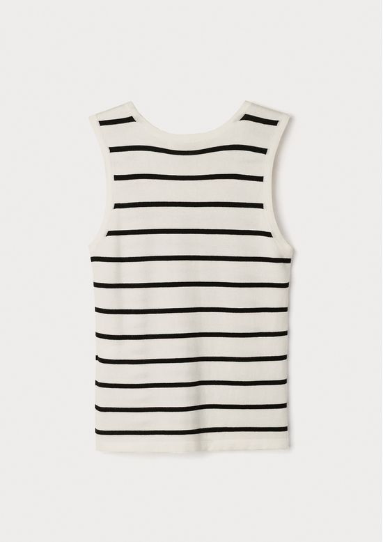 Foto do produto: Regata Feminina Listrada Em Tricô Leve - Off white