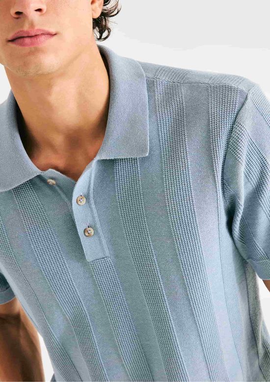 Foto do produto: Polo Masculina em Tricô Texturizado - Azul