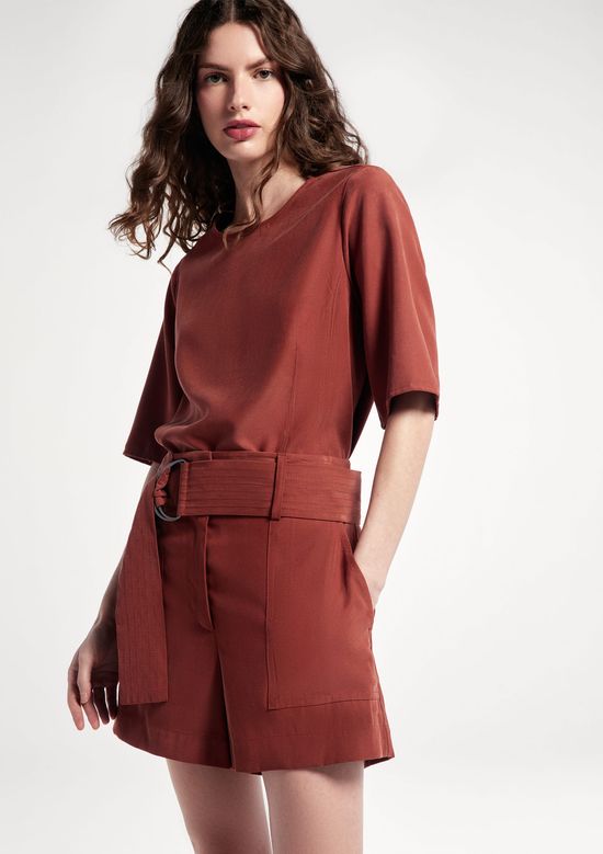 Foto do produto: Shorts Feminino Com Cinto Peach Touch - Terracota