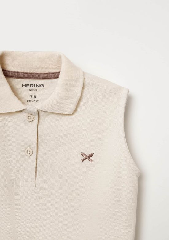 Foto do produto: Camisa Polo Infantil Menina Bordada - Creme