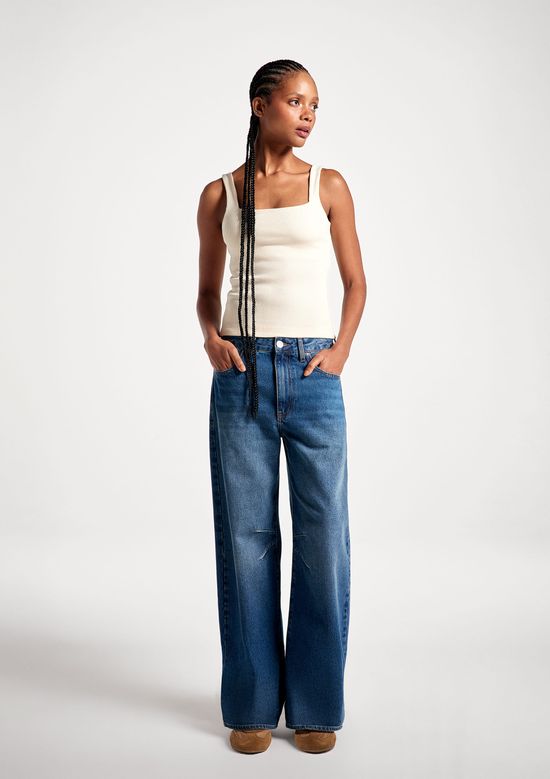 Foto do produto: Calça Jeans Feminina Barrel Cintura Média - Azul