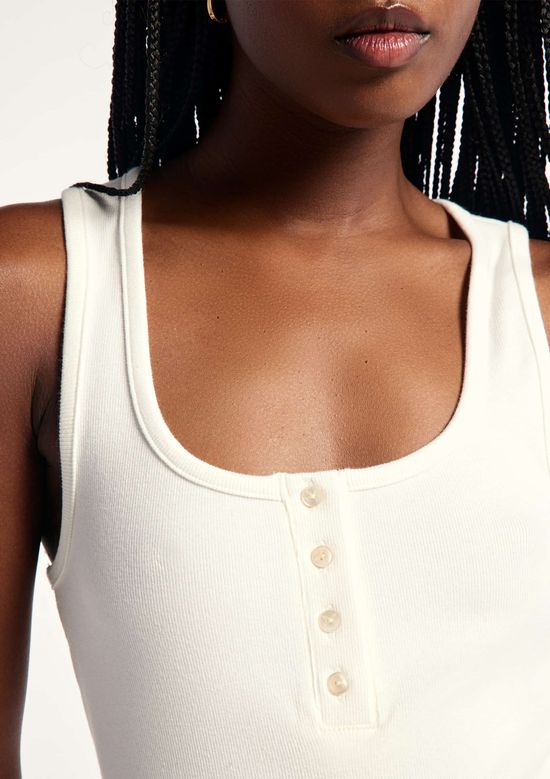 Foto do produto: Regata Feminina Canelada Com Botões - Branco