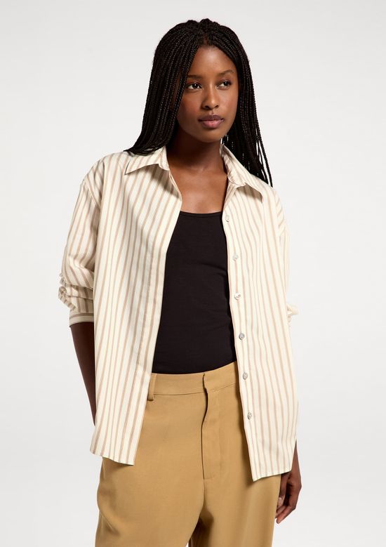 Foto do produto: Camisa Feminina Manga Longa Em Tricoline - Marrom