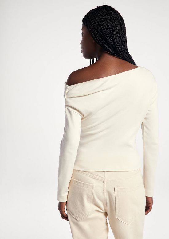Foto do produto: Blusa Feminina Manga Longa Assimétrica Em Malha Premium - Off white