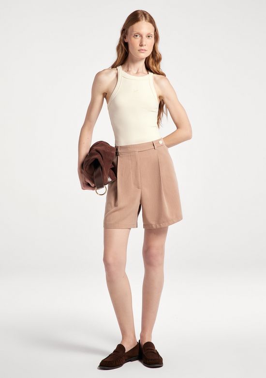 Foto do produto: Bermuda Feminina Evasê Texturizada - Bege