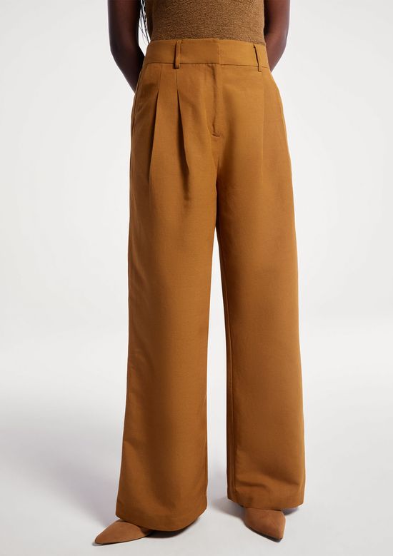 Foto do produto: Calça Feminina Cintura Média Com Linho - Marrom