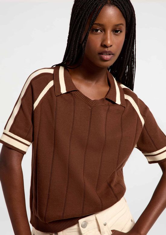 Foto do produto: Polo Feminina Manga Raglan - Marrom