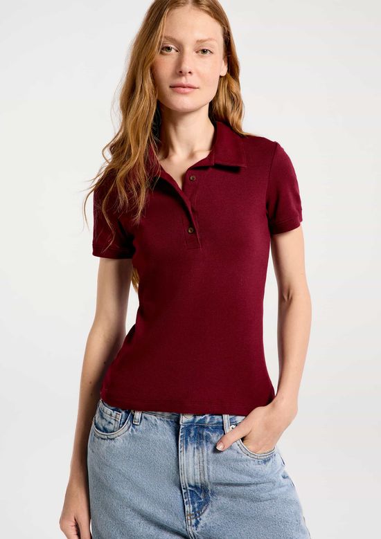 Foto do produto: Polo Feminina Em Ribana Ultra Soft - Vinho