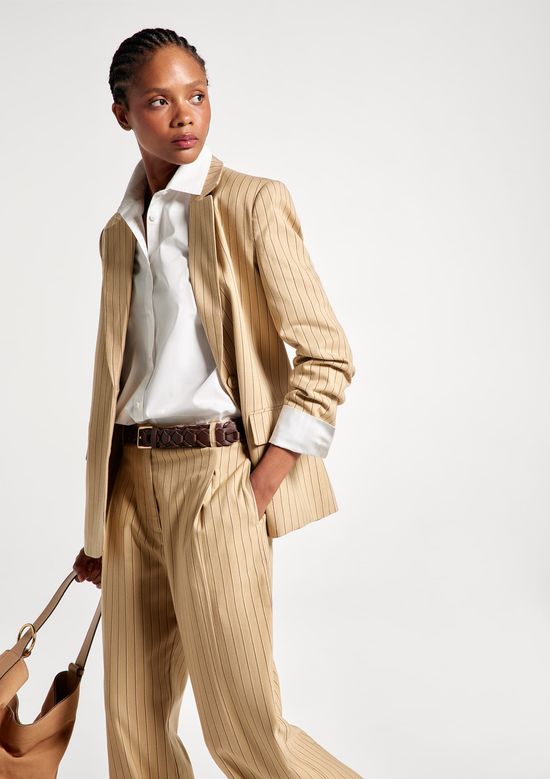 Foto do produto: Blazer Feminino Fio Tinto Decote V - Bege