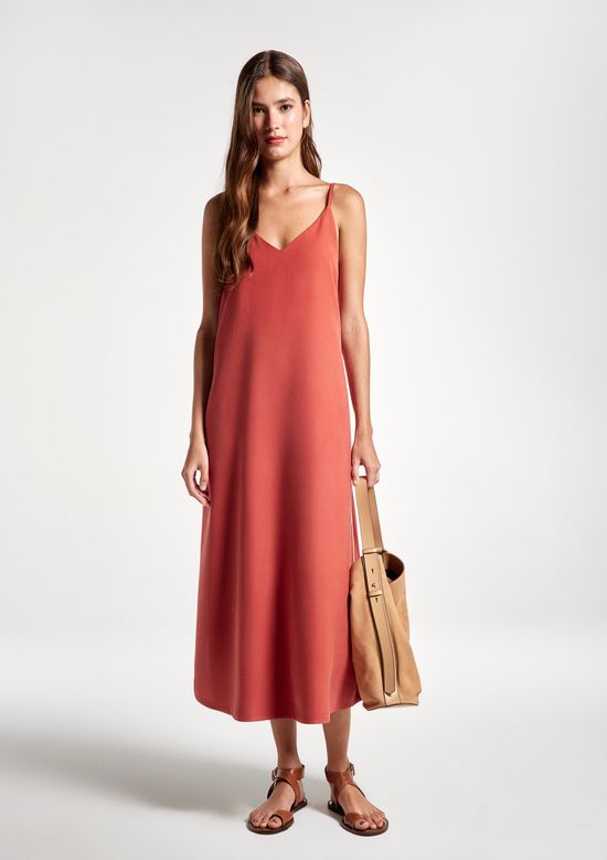 Foto do produto: Vestido Midi Decote V Em Peach Touch - Vermelho
