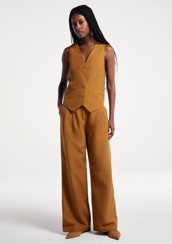 Foto do produto: Colete Feminino Decote V Com Linho - Marrom