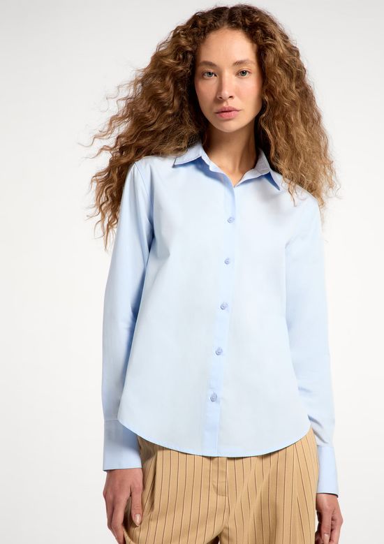 Foto do produto: Camisa Feminina Manga Longa Em Tricoline - Azul
