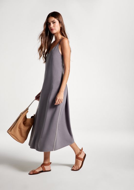 Foto do produto: Vestido Midi Decote V Em Peach Touch - Cinza