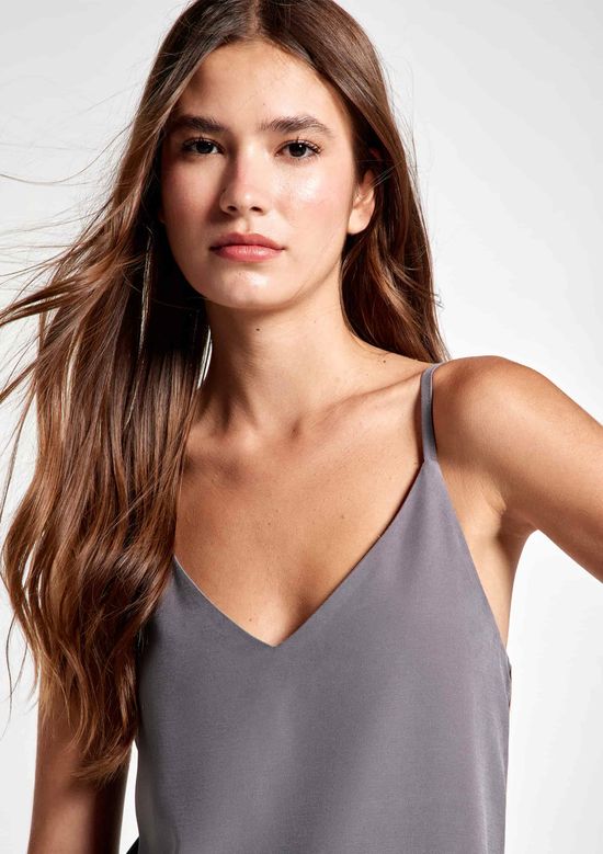 Foto do produto: Vestido Midi Decote V Em Peach Touch - Cinza