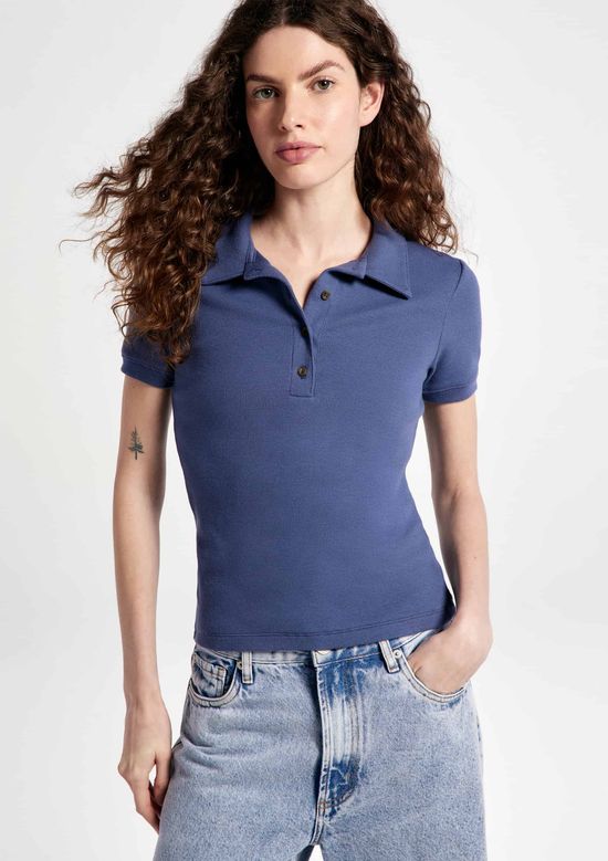 Foto do produto: Polo Feminina Em Ribana Ultra Soft - Azul