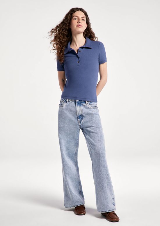 Foto do produto: Polo Feminina Em Ribana Ultra Soft - Azul