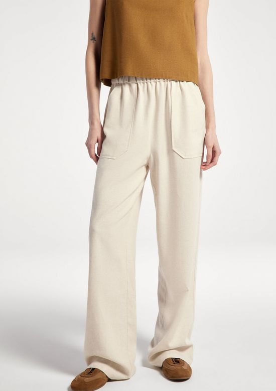 Foto do produto: Calça Feminina Reta Em Viscolinho - Bege