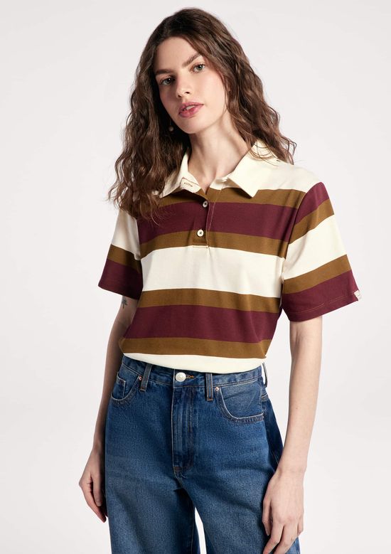 Foto do produto: Polo Feminina Manga Curta Estampada - Vinho