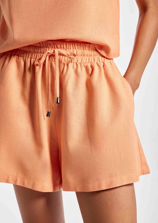 Foto do produto: Shorts Feminino Evasê Com Linho - Laranja