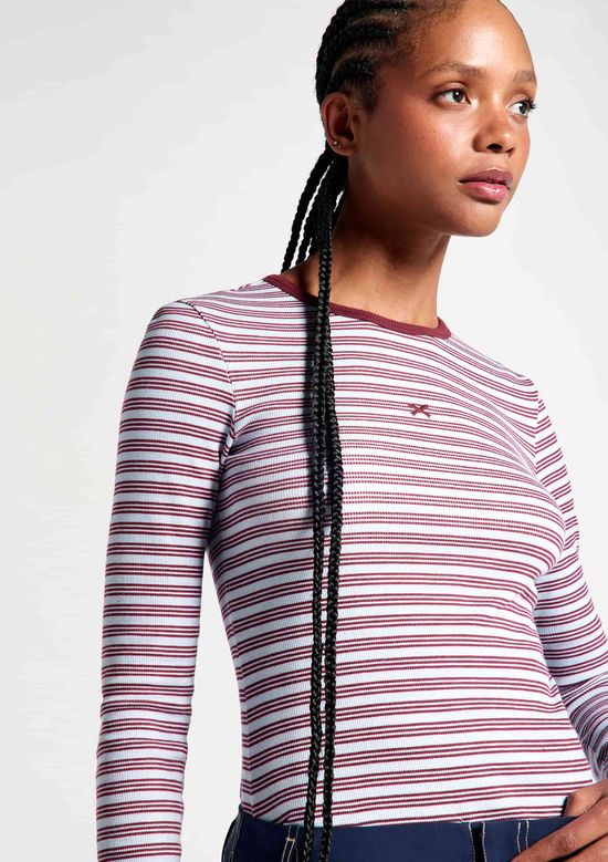 Foto do produto: Blusa Feminina Manga Longa Listrada - Vinho