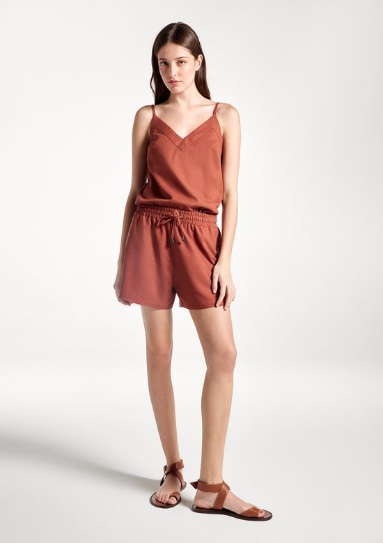 Foto do produto: Shorts Feminino Evasê Com Linho - Terracota