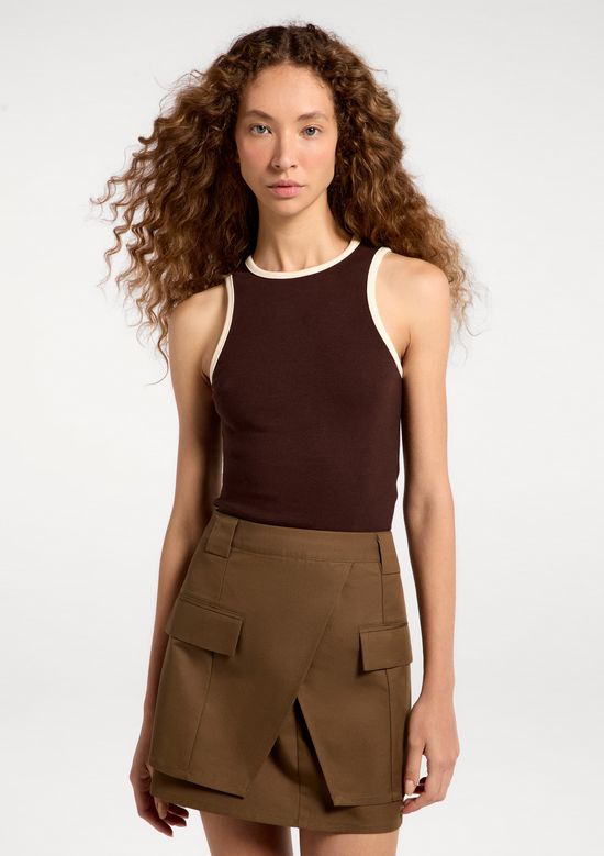 Foto do produto: Regata Feminina Friso Contrastante - Marrom