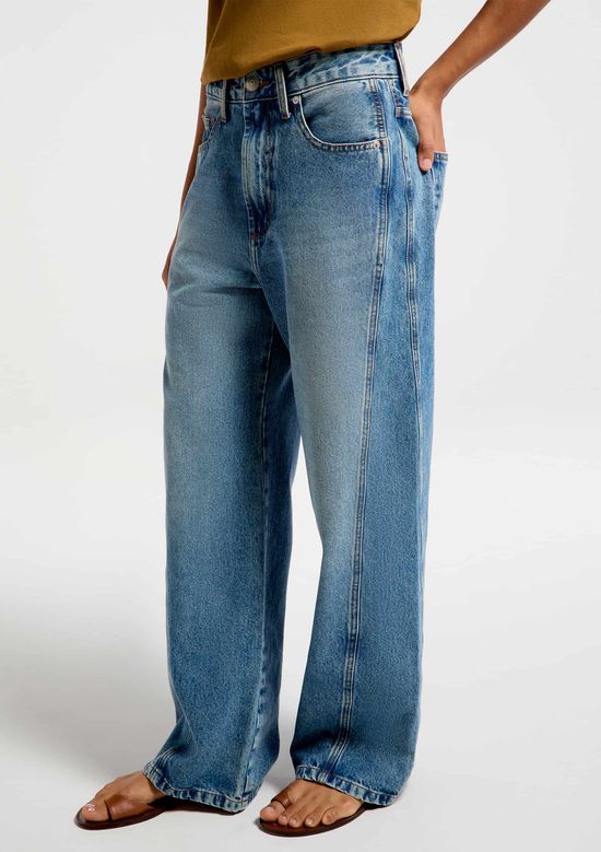Foto do produto: Calça Jeans Feminina Wide Leg Cintura Média - Azul
