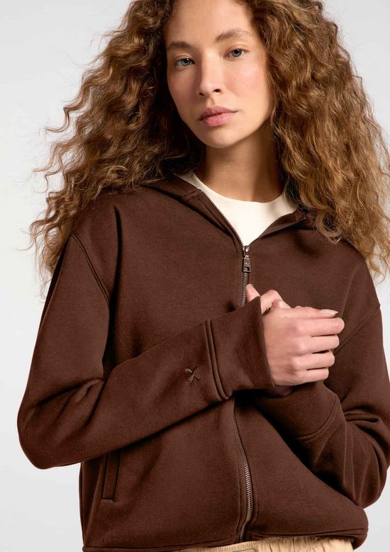 Foto do produto: Jaqueta Feminina Em Moletom - Marrom