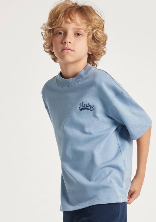Foto do produto: Camiseta Infantil Menino Oversized Bordada - Azul